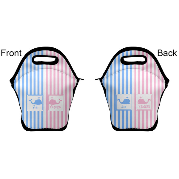 Striped w/ Whales Lunch Bag - Front and Back