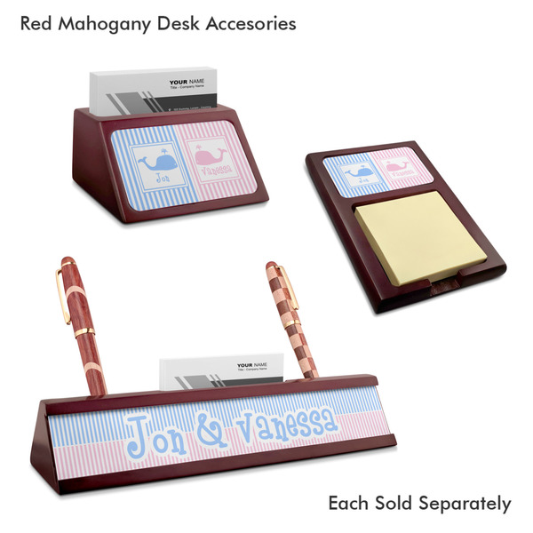 Striped w/ Whales Mahogany Desk Accessories