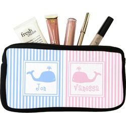 Striped w/ Whales Makeup / Cosmetic Bag (Personalized)