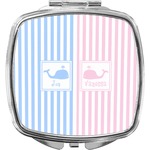 Striped w/ Whales Compact Makeup Mirror (Personalized)