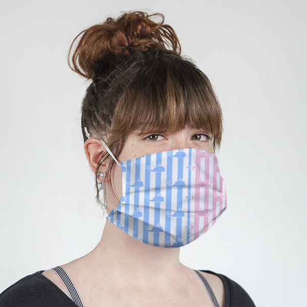 Striped w/ Whales Mask - Quarter View on Girl