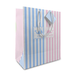 Striped w/ Whales Medium Gift Bag (Personalized)