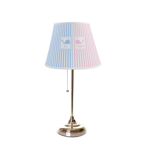 Striped w/ Whales Poly Film Empire Lampshade - On Stand