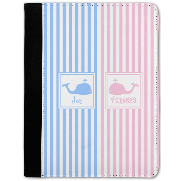 Custom Striped w/ Whales Notebook Padfolio - Medium w/ Multiple Names