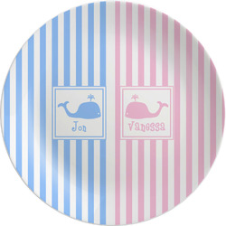 Striped w/ Whales Melamine Salad Plate - 8" (Personalized)