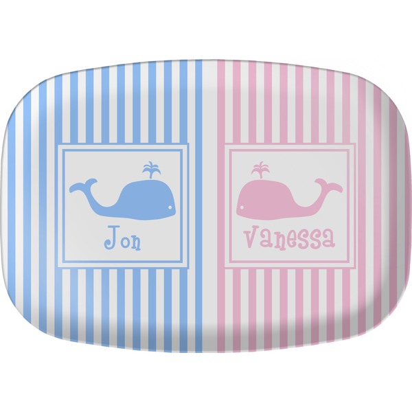 Custom Striped w/ Whales Melamine Platter (Personalized)