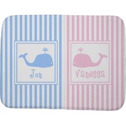 Striped w/ Whales Memory Foam Bath Mat - 48"x36" (Personalized)
