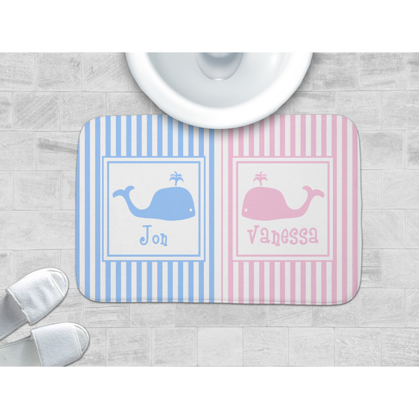 Striped w/ Whales Memory Foam Bath Mat - LIFESTYLE 34x21