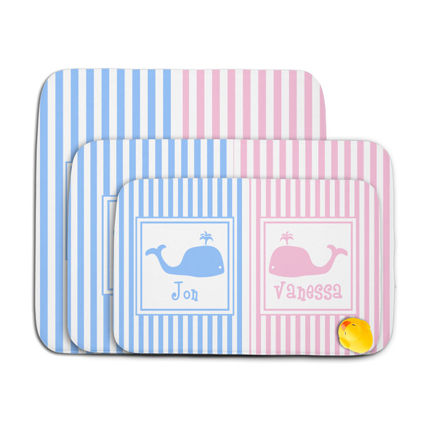 Striped w/ Whales Memory Foam Bath Mat - MAIN PARENT