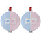 Striped w/ Whales Metal Ball Ornament - Front and Back