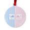 Striped w/ Whales Metal Ball Ornament - Front