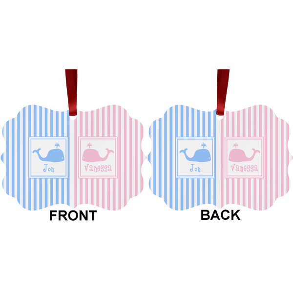 Striped w/ Whales Metal Benilux Ornament - Front and Back (APPROVAL)