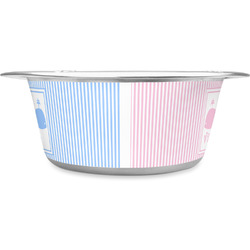 Striped w/ Whales Stainless Steel Dog Bowl (Personalized)
