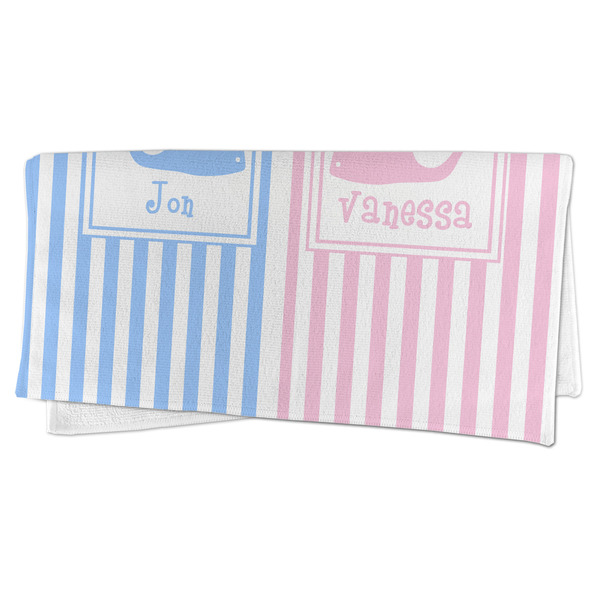 Striped w/ Whales Microfiber Dish Rag - FOLDED (half)