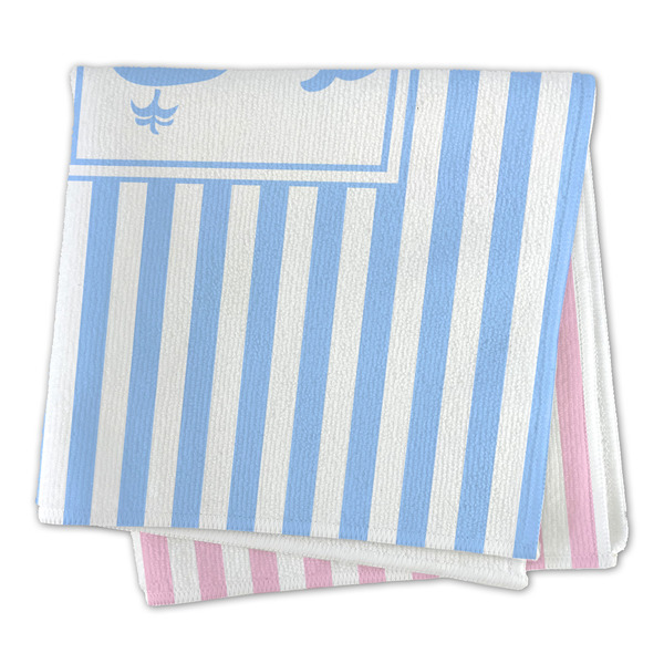 Striped w/ Whales Microfiber Dish Rag - FOLDED (square)