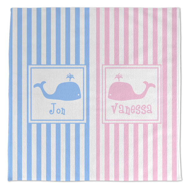 Custom Striped w/ Whales Microfiber Dish Towel (Personalized)