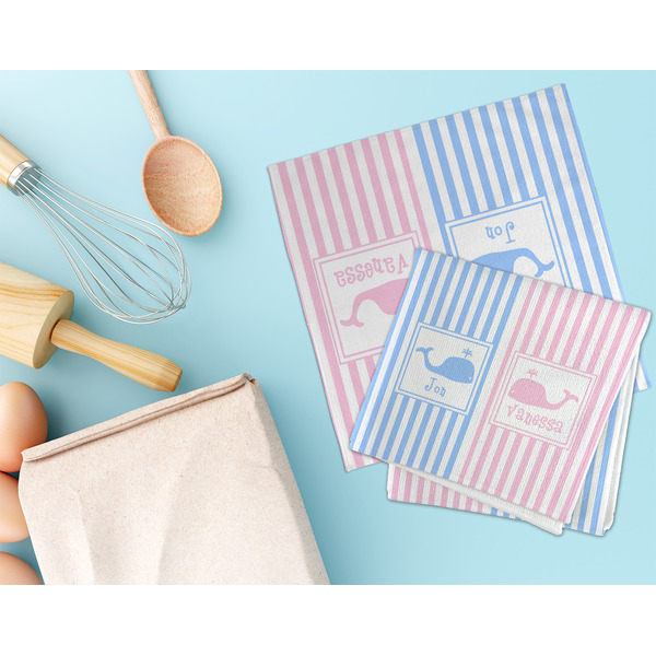 Striped w/ Whales Microfiber Dish Rag - LIFESTYLE