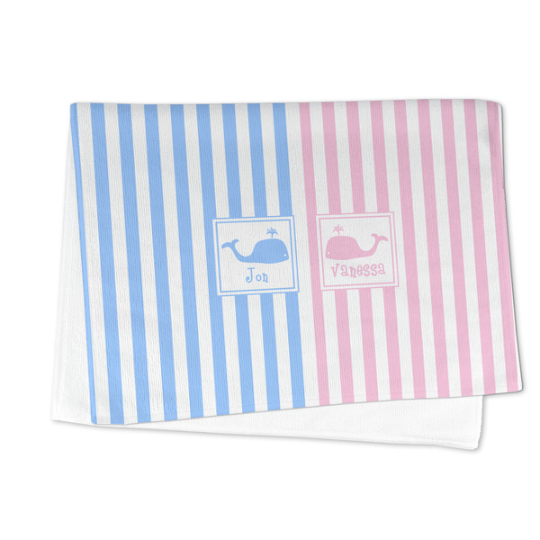 Striped w/ Whales Microfiber Dish Towel - FOLDED HALF