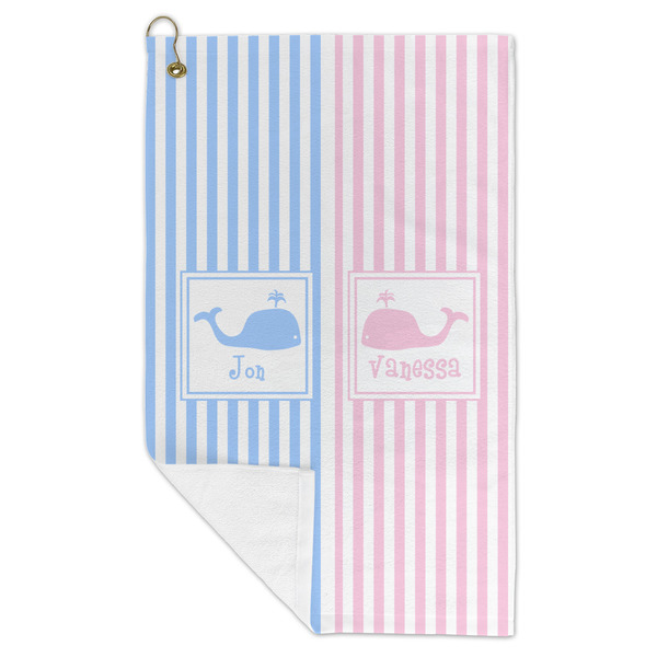 Striped w/ Whales Microfiber Golf Towels - FOLD