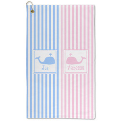 Striped w/ Whales Microfiber Golf Towel - Large (Personalized)