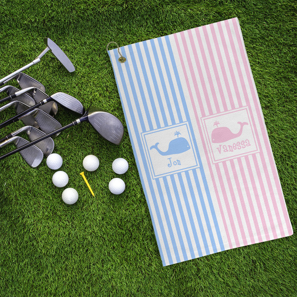 Striped w/ Whales Microfiber Golf Towels - LIFESTYLE