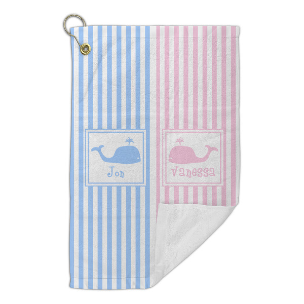 Striped w/ Whales Microfiber Golf Towels Small - FRONT FOLDED