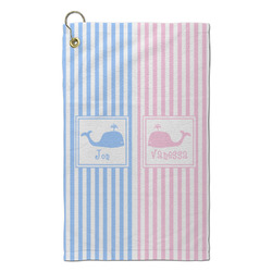 Striped w/ Whales Microfiber Golf Towel - Small (Personalized)