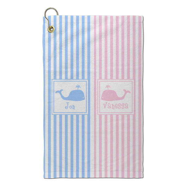 Custom Striped w/ Whales Microfiber Golf Towel - Small (Personalized)