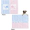Striped w/ Whales Microfleece Dog Blanket - Large- Front & Back