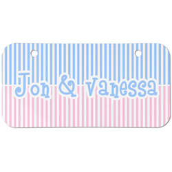 Striped w/ Whales Mini/Bicycle License Plate (2 Holes) (Personalized)