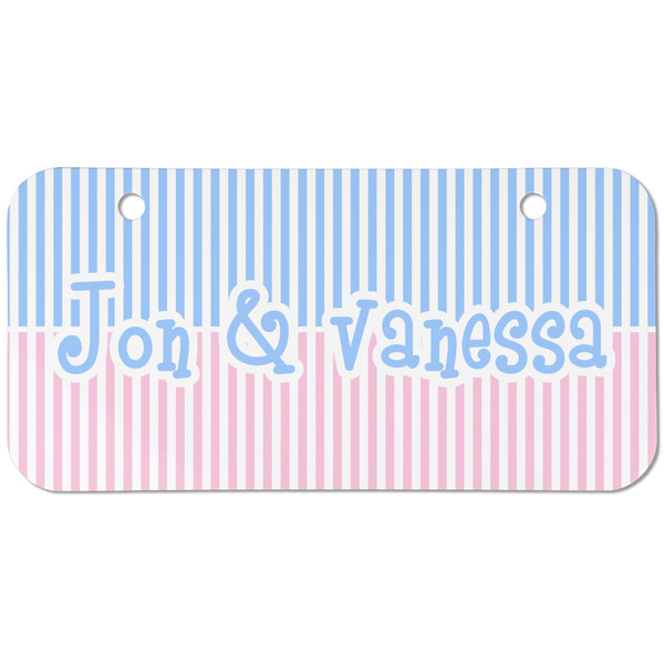 Custom Striped w/ Whales Mini/Bicycle License Plate (2 Holes) (Personalized)