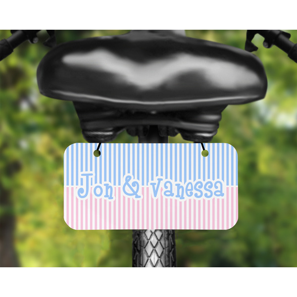 Striped w/ Whales Mini License Plate on Bicycle - LIFESTYLE Two holes