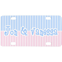 Striped w/ Whales Mini/Bicycle License Plate (Personalized)