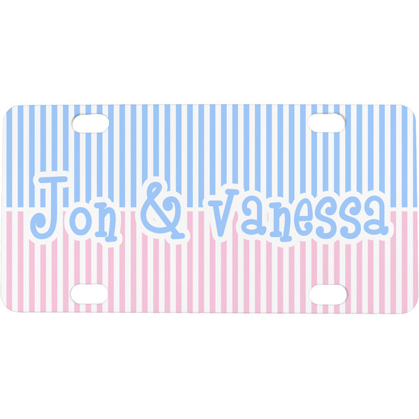 Custom Striped w/ Whales Mini / Bicycle License Plate (4 Holes) (Personalized)