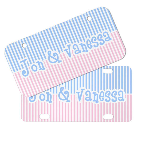 Striped w/ Whales Mini License Plates - MAIN (4 and 2 Holes)