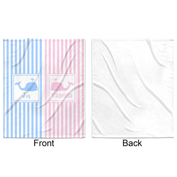 Striped w/ Whales Minky Blanket - 50"x60" - Single Sided - Front & Back