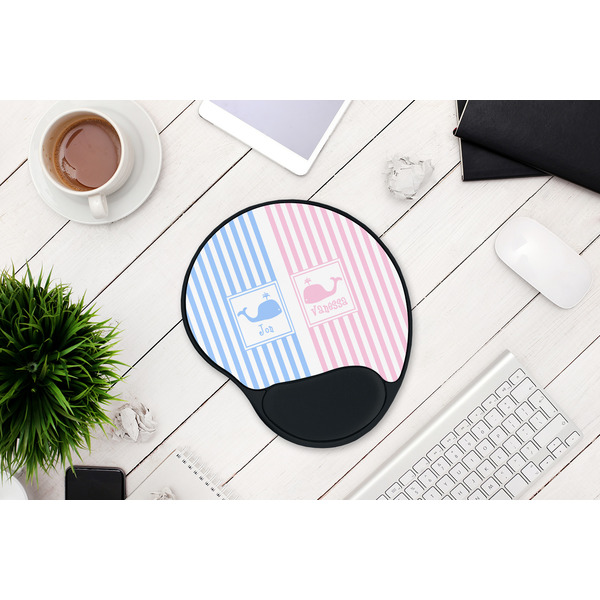 Striped w/ Whales Mouse Pad with Wrist Rest - LIFESYTLE 1