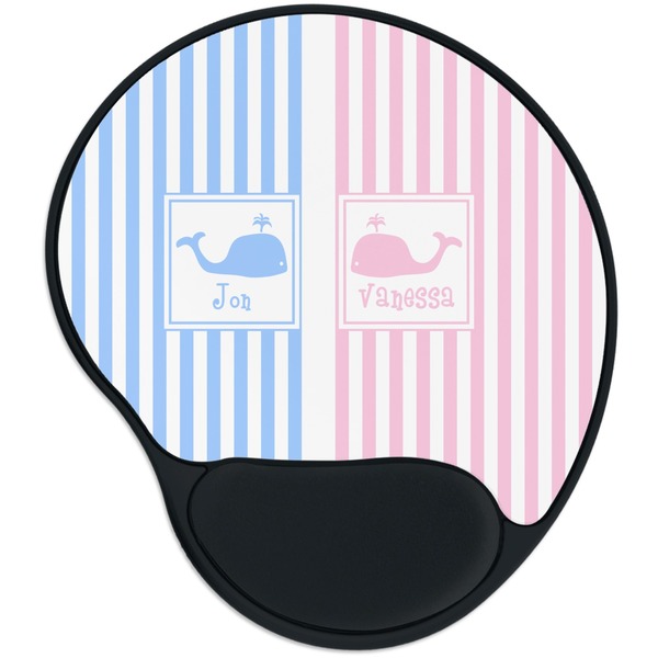 Custom Striped w/ Whales Mouse Pad with Wrist Support