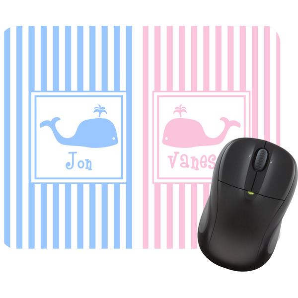 Custom Striped w/ Whales Rectangular Mouse Pad (Personalized)
