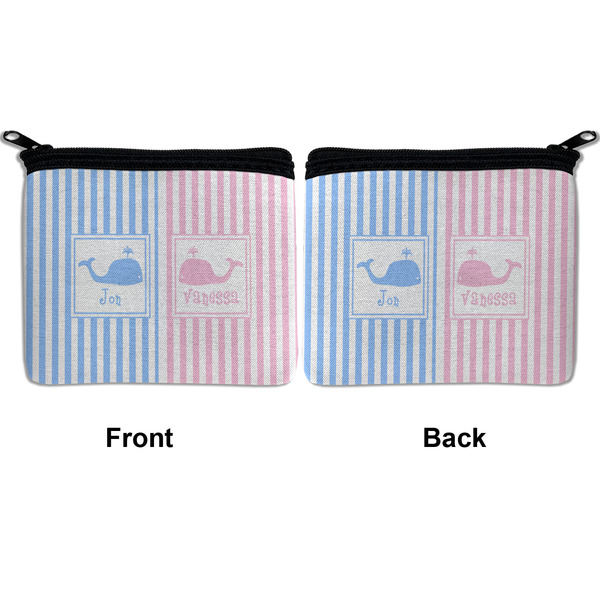 Striped w/ Whales Neoprene Coin Purse - Front & Back (APPROVAL)