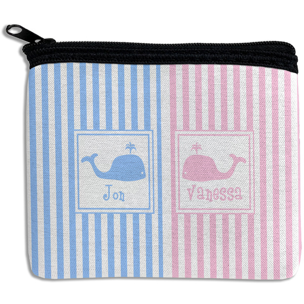 Custom Striped w/ Whales Rectangular Coin Purse (Personalized)