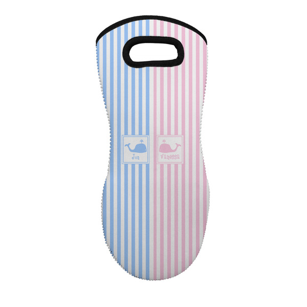 Custom Striped w/ Whales Neoprene Oven Mitt w/ Multiple Names