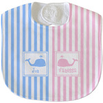 Striped w/ Whales Velour Baby Bib w/ Multiple Names