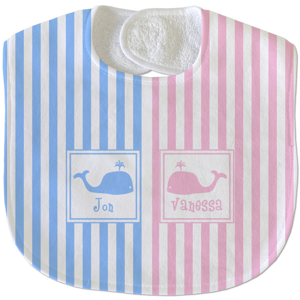 Striped w/ Whales New Baby Bib - Closed and Folded