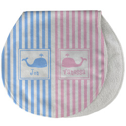 Striped w/ Whales Burp Pad - Velour w/ Multiple Names