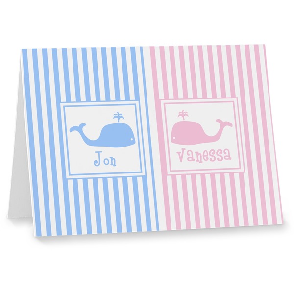 Custom Striped w/ Whales Note cards (Personalized)