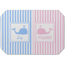 Striped w/ Whales Dining Table Mat - Octagon (Single-Sided) w/ Multiple Names