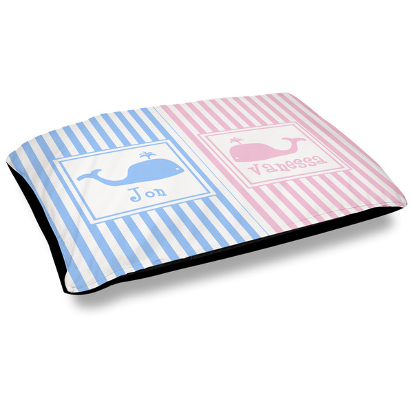 Custom Striped w/ Whales Outdoor Dog Bed - Large (Personalized)