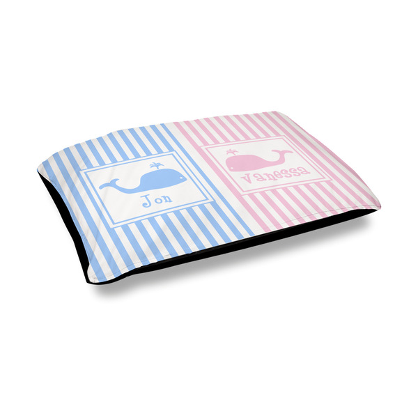 Custom Striped w/ Whales Outdoor Dog Bed - Medium (Personalized)