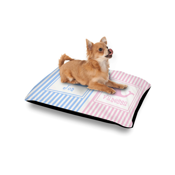 Striped w/ Whales Outdoor Dog Beds - Small - IN CONTEXT